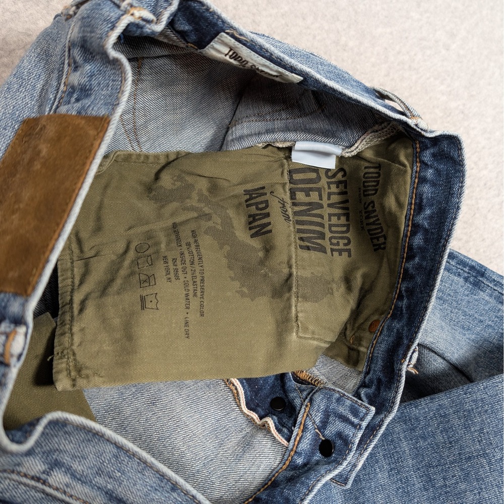 Todd Snyder NY Slim Fit Jeans Size 32x31 Japanese Selvedge Distressed Button Fly - Picture 5 of 14